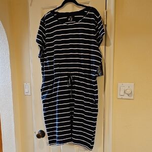 Blue and White Striped Dress